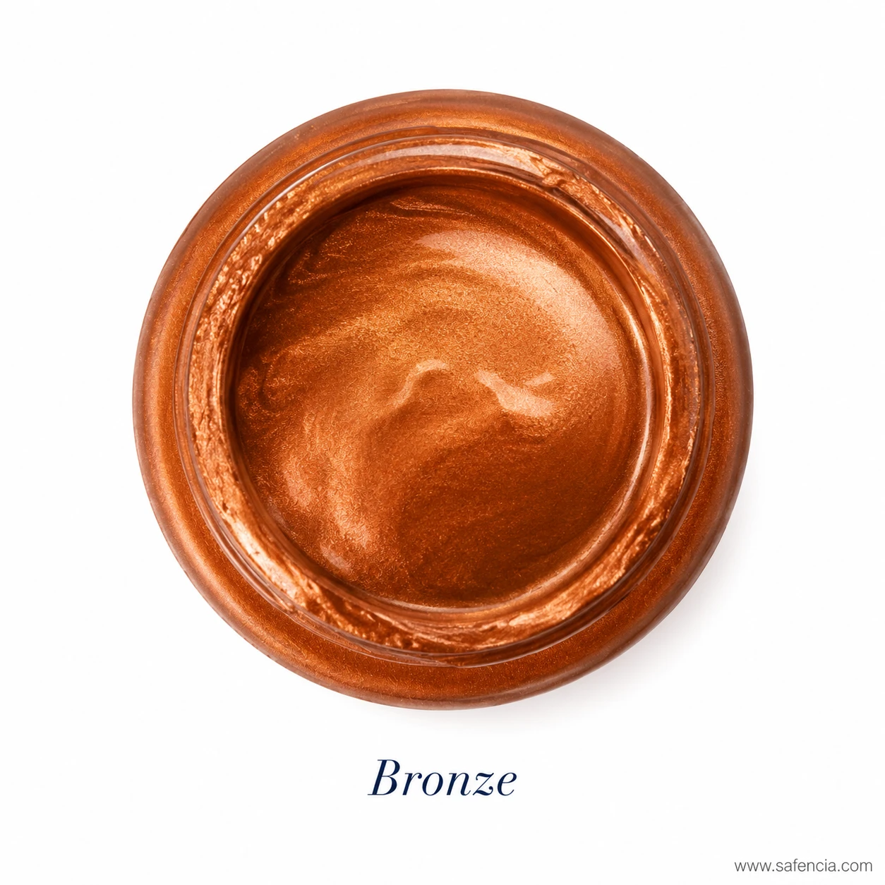 Bluebird 100 mL Bronze metallic fabric paint jar showing warm antique bronze metallic pigment swirl