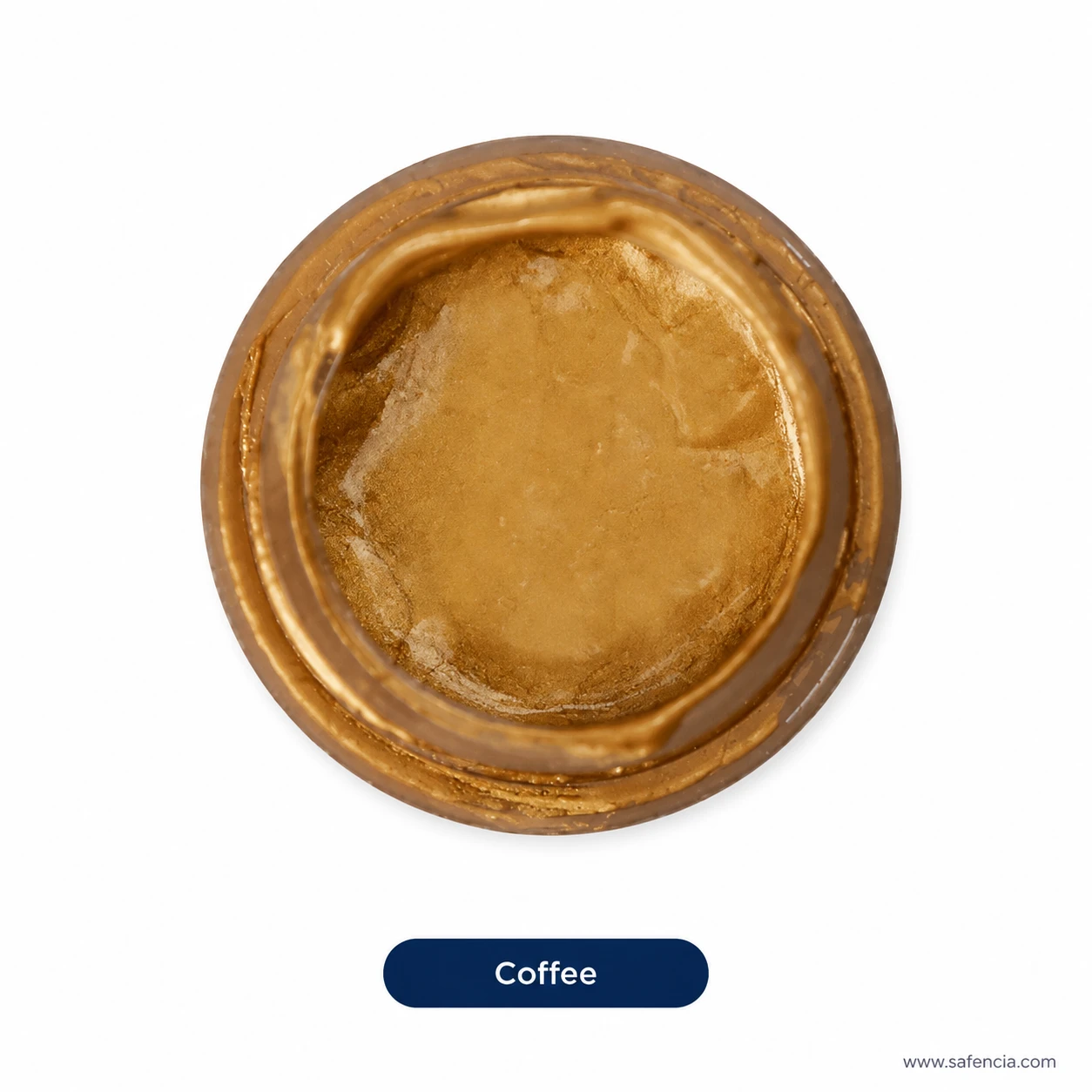 Bluebird 100 mL Coffee metallic fabric paint jar showing deep golden bronze-brown metallic swirl