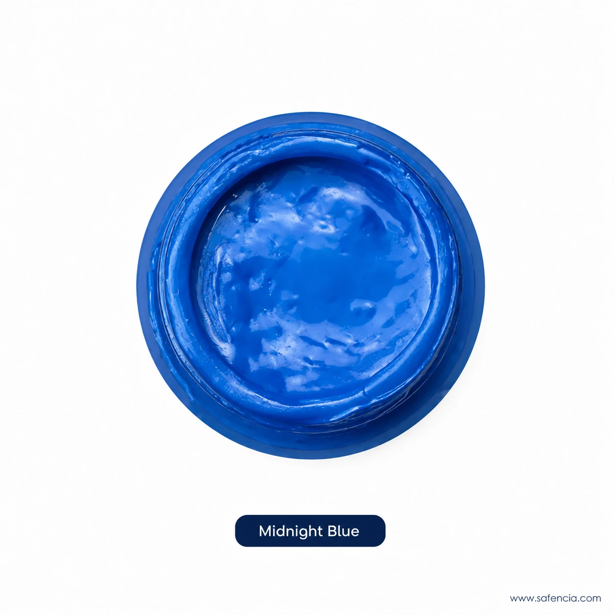 Bluebird 100 mL Midnight Blue specialty fabric paint jar showing rich cobalt deep navy blue pigment swirl