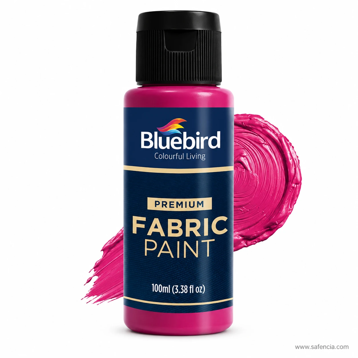 Bluebird 100 mL Cosmic Pink fabric paint squeeze bottle with magenta pink acrylic paint swatch