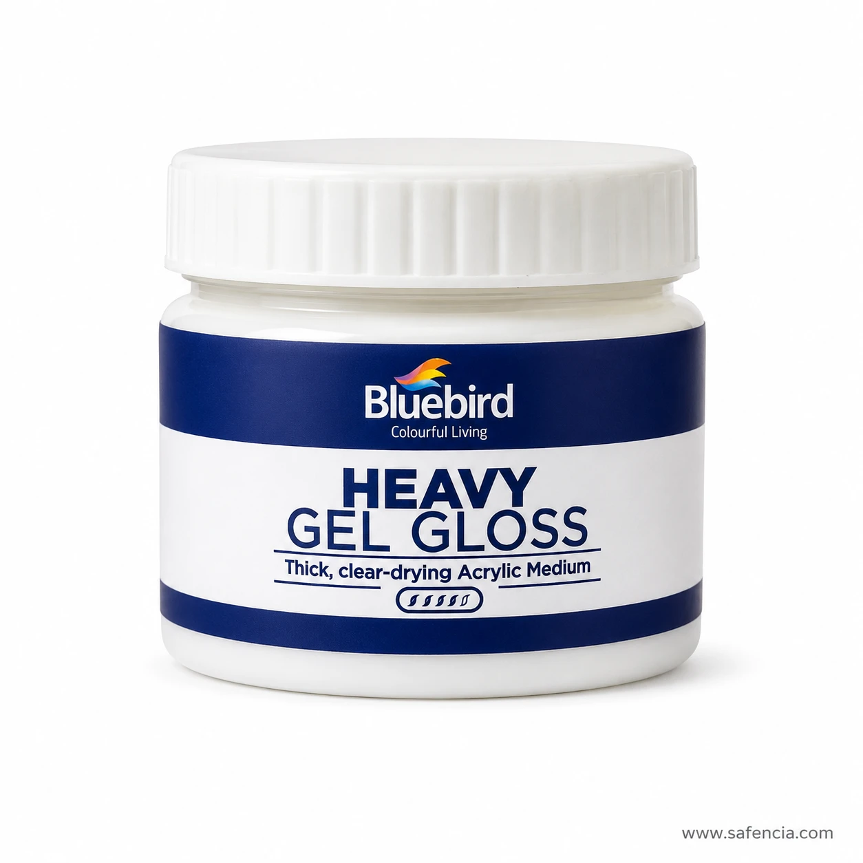 Bluebird Heavy Gel Gloss 275 mL large studio volume jar upright perspective