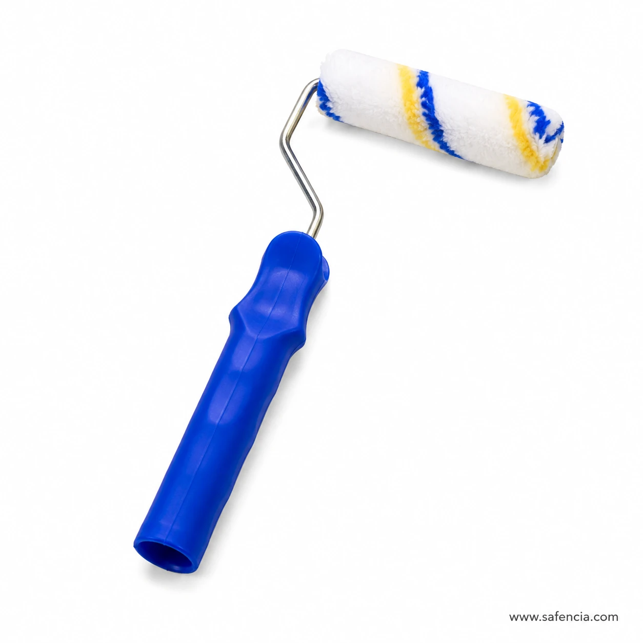 Bluebird Mini Paint Roller 4 inch angled perspective displaying contoured handle and steel wire frame