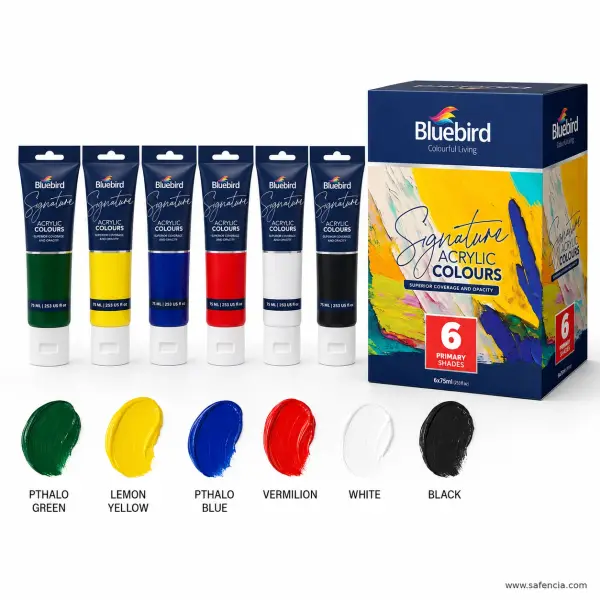 Bluebird Signature Acrylic Colours 75 mL Set of 6 Primary