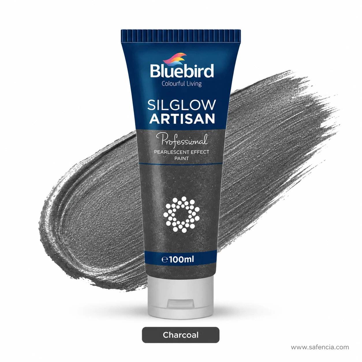 Bluebird Silglow Artisan 100 mL Charcoal tube with deep slate grey metallic paint swatch