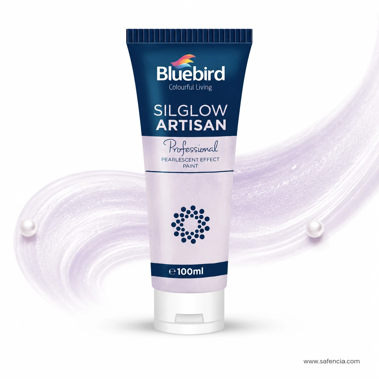 Bluebird Silglow Artisan 100 mL Lavender tube with delicate shimmering lilac-purple paint swatch