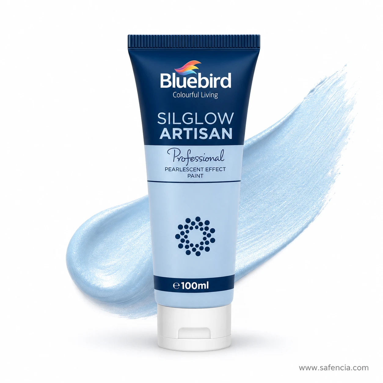 Bluebird Silglow Artisan 100 mL tube with smooth flowing pearlescent paint curve