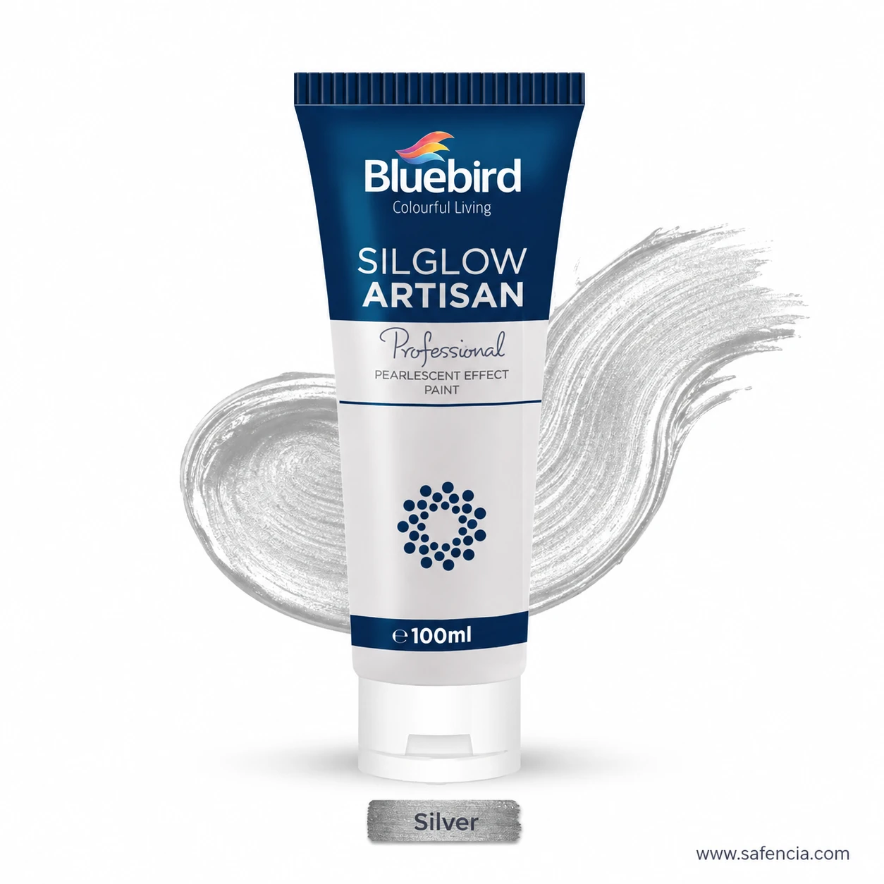 Bluebird Silglow Artisan Silver 100 mL tube studio perspective on white background