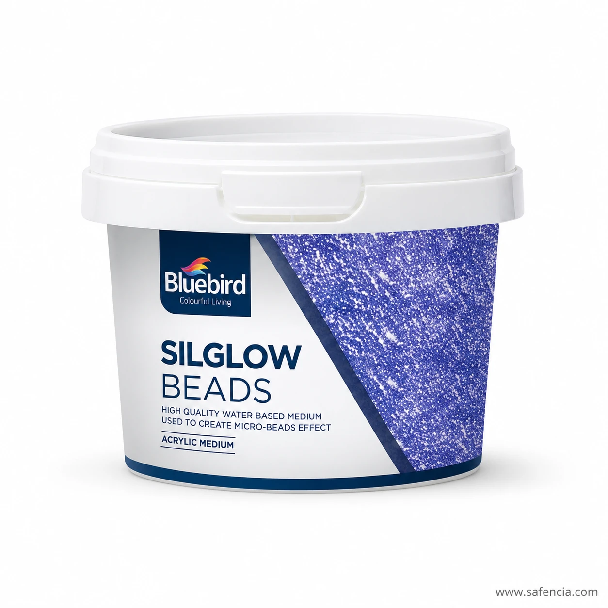 Bluebird Silglow Beads 100g tub standing upright showing acrylic medium label on white background