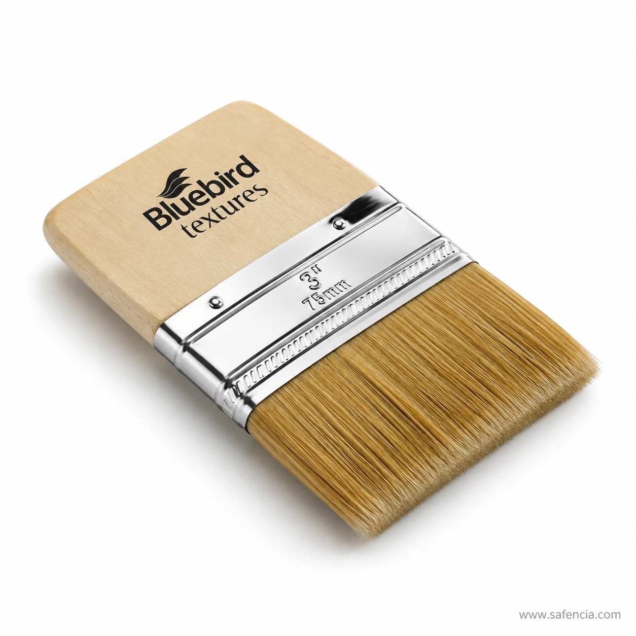 Bluebird Sleek Texture Paint Brush 3 inch angle perspective showing stainless steel ferrule stamping
