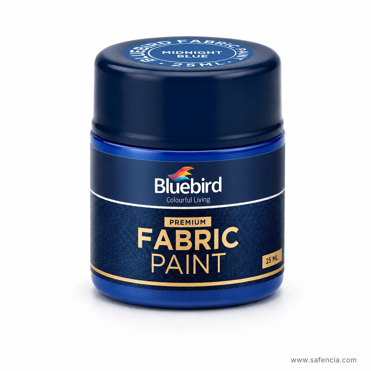 Bluebird Fabric Paints Metallic 25 mL Midnight Blue jar with deep lustrous sheen
