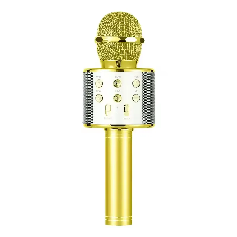 Gold Bluetooth karaoke microphone