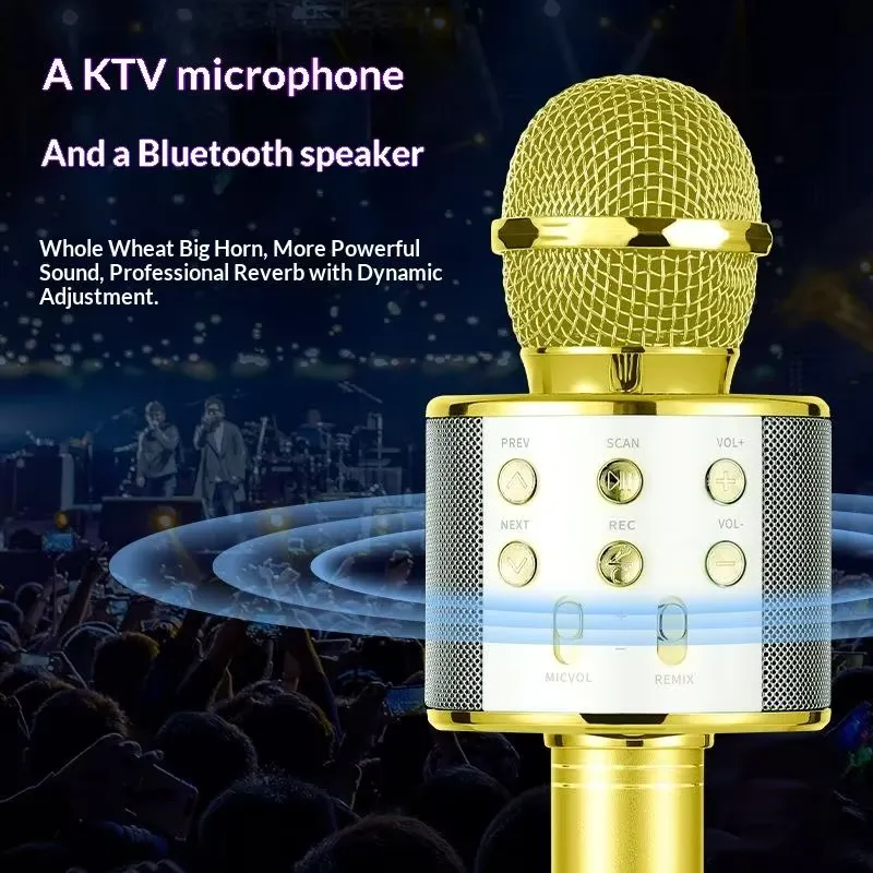 Karaoke microphone KTV Bluetooth speaker controls