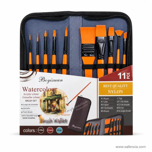 Boyixuan Watercolour Brush Set with Zip Case — 11 Piece