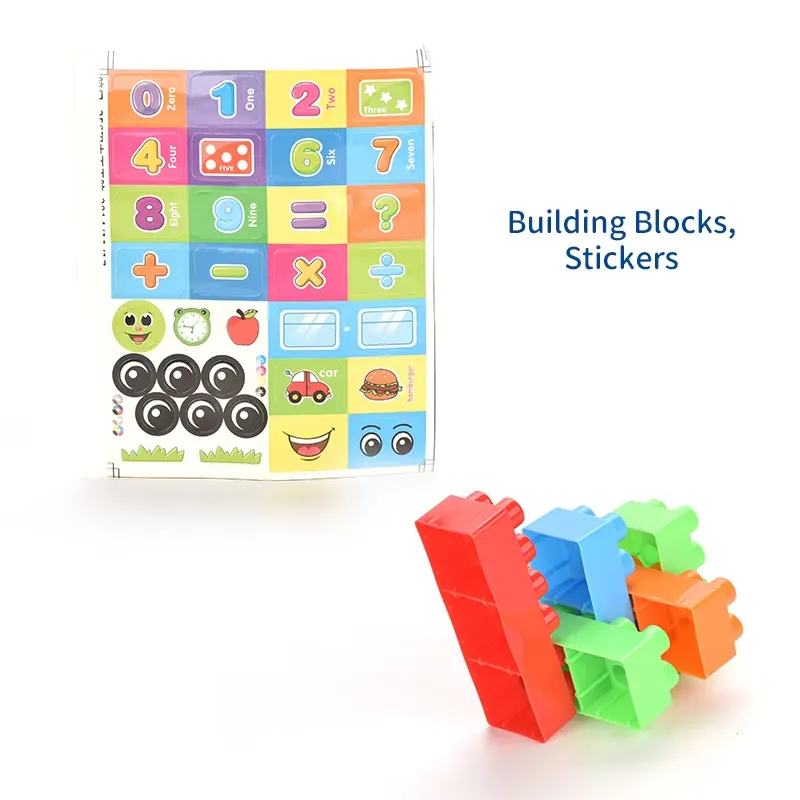 Building blocks with stickers