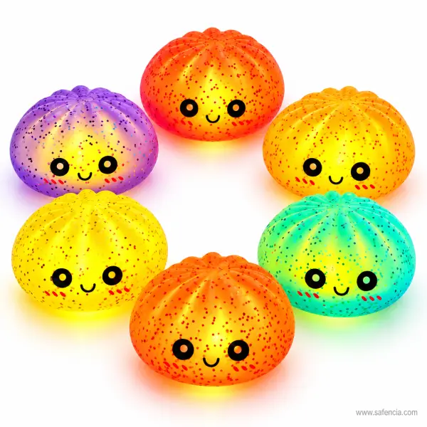 Bun Squishy Night Light — Pinch-to-Glow Glitter Bun for Kids