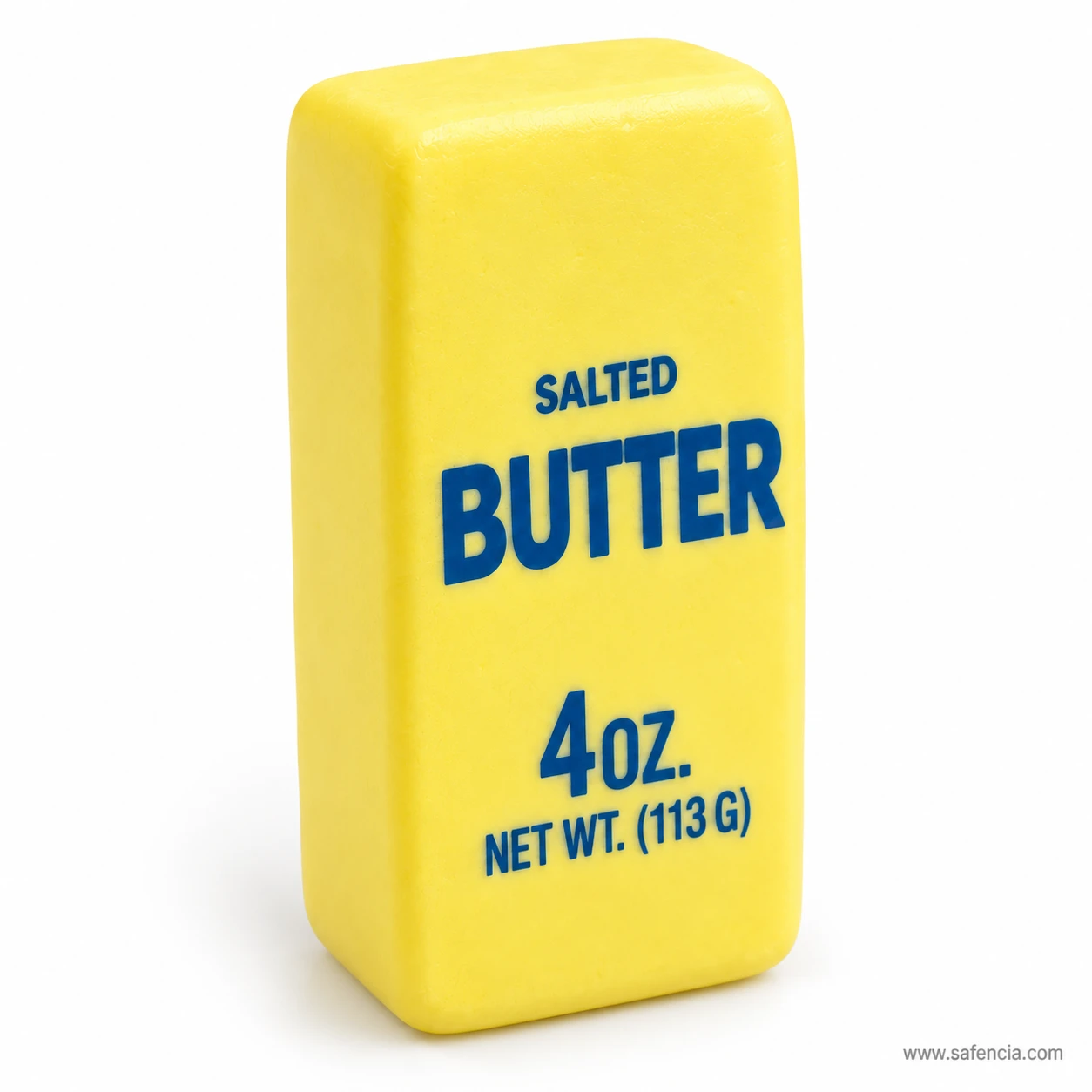 Butter squishy stick standing upright on one end showing the SALTED BUTTER print on its face