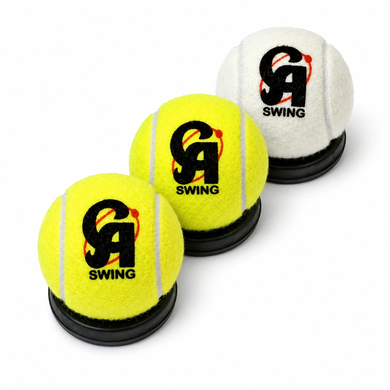 CA Swing 72mm ball close up showing felt texture and red ringed CA logo