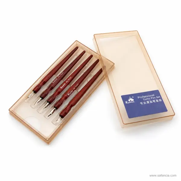 Kuelox Professional Comic Pen Set — 5 Wooden Dip Pens