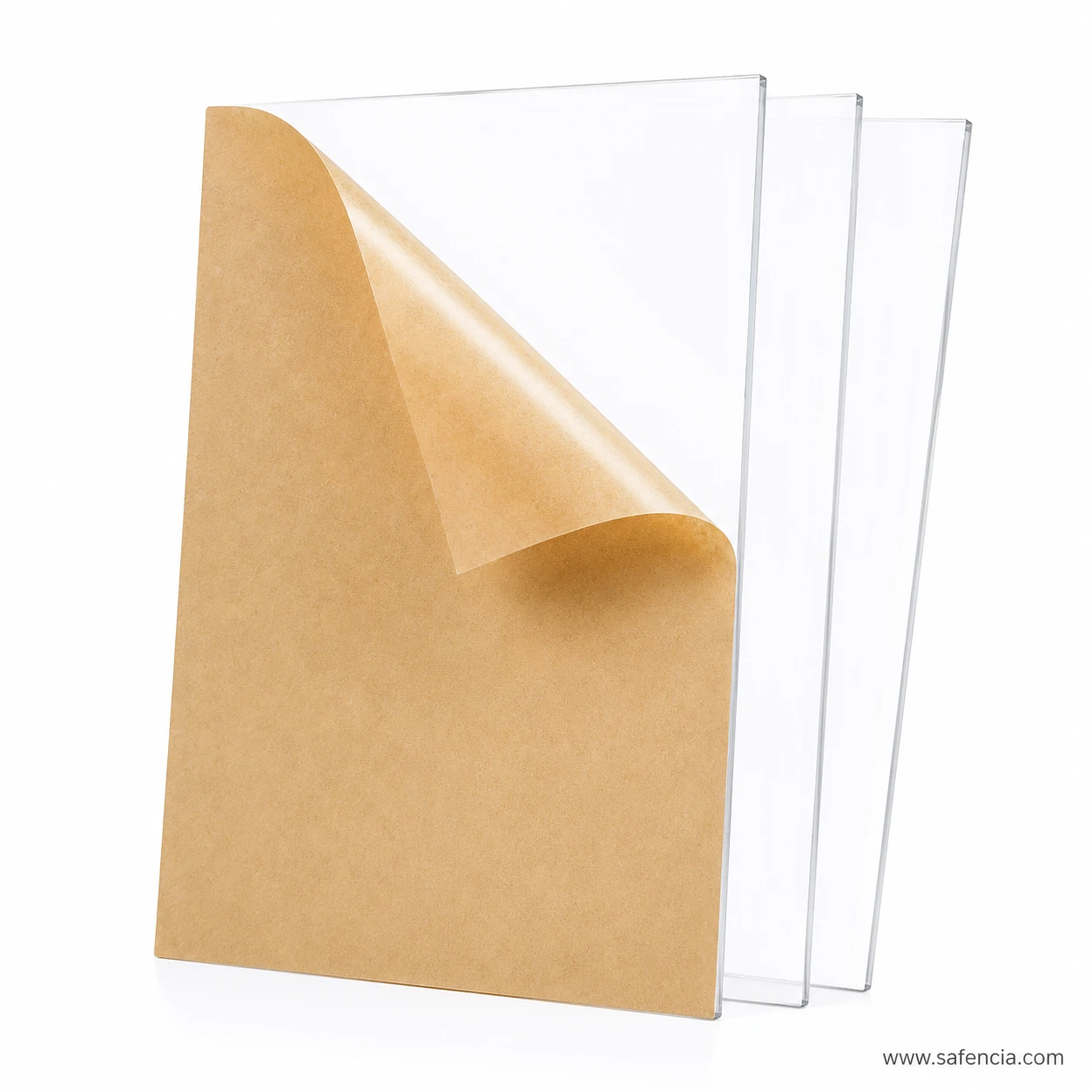 Clear acrylic sheet with peel-off protective kraft paper masking film