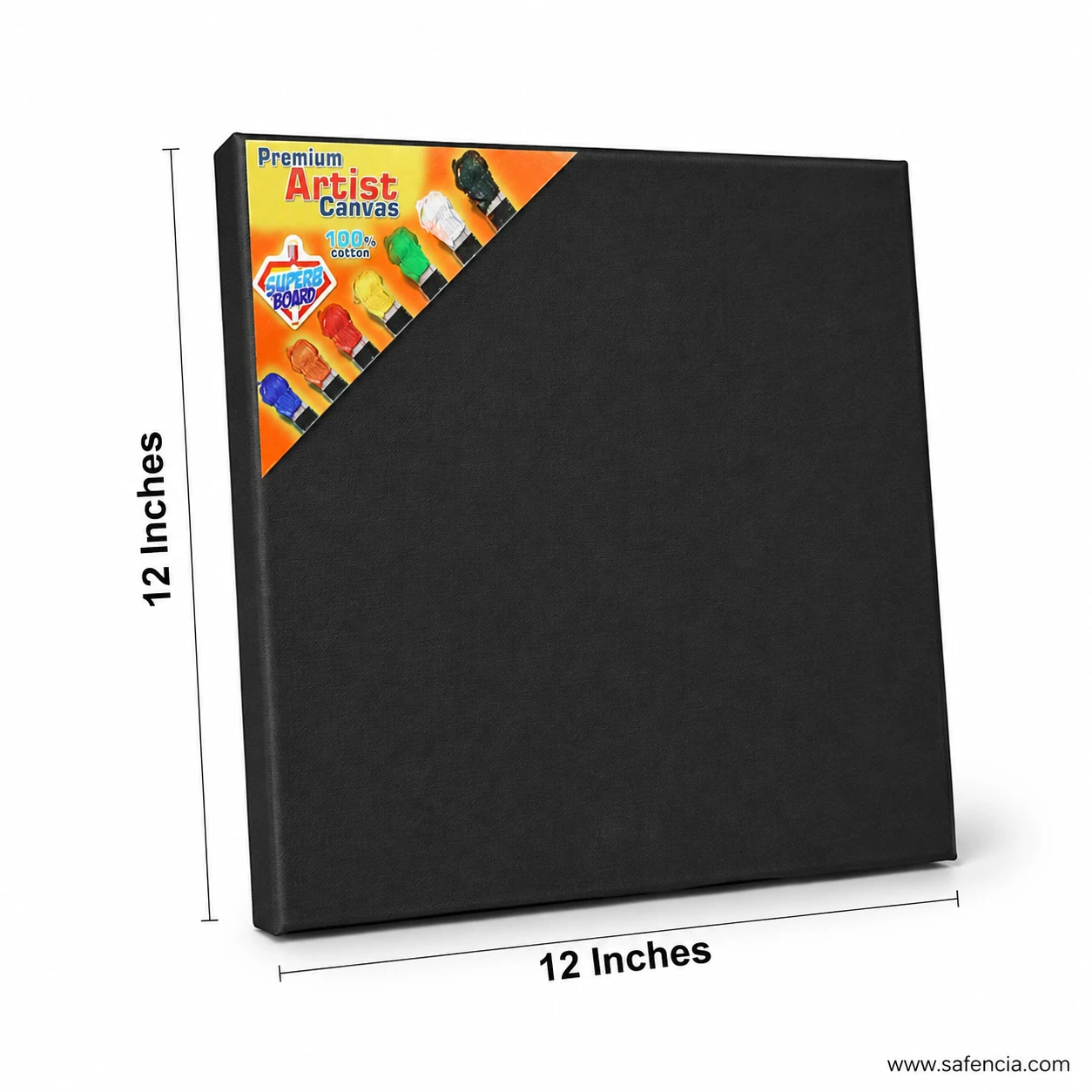Black primed artist canvas board 12x12 inch square painting panel