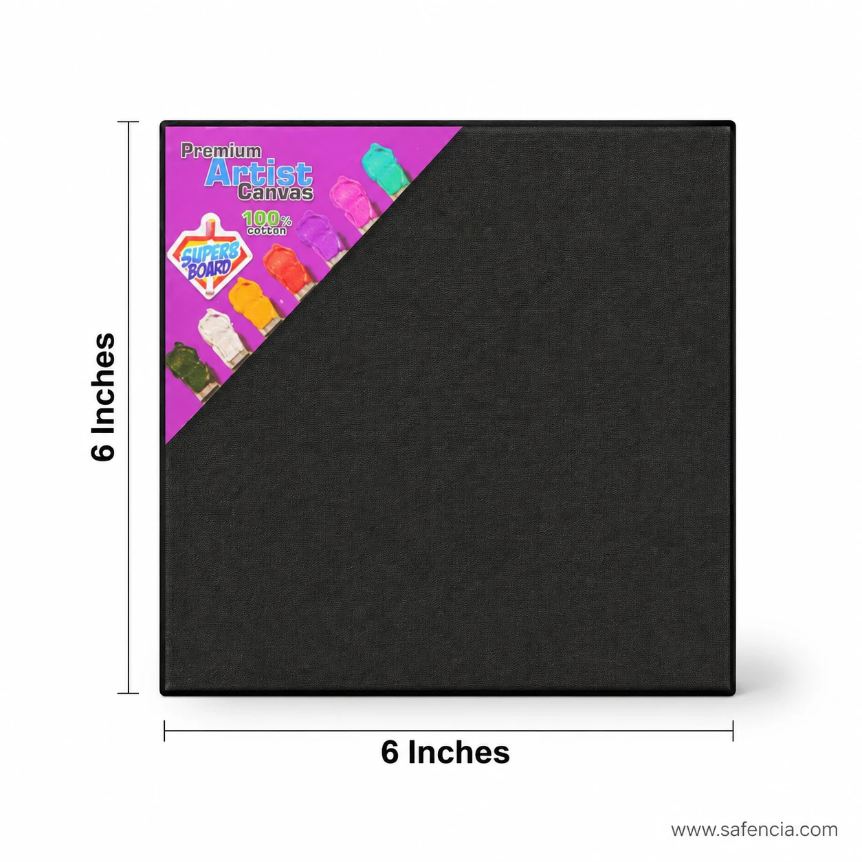 Black primed artist canvas board 6x6 inch square painting panel