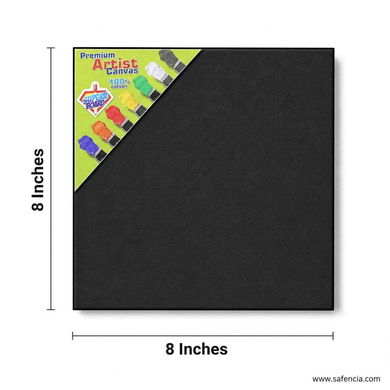 Black primed artist canvas board 8x8 inch square painting panel