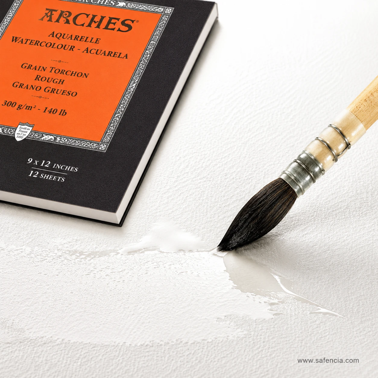 Wet mop brush painting across 300gsm 100% cotton Canson Arches paper