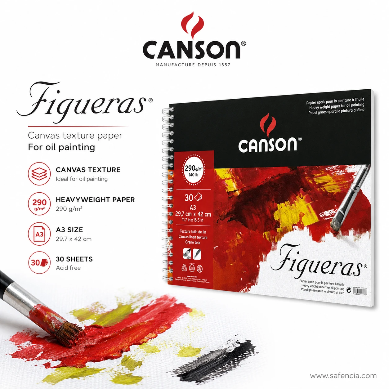 Canson Figueras 290gsm canvas texture paper for oil painting with brush