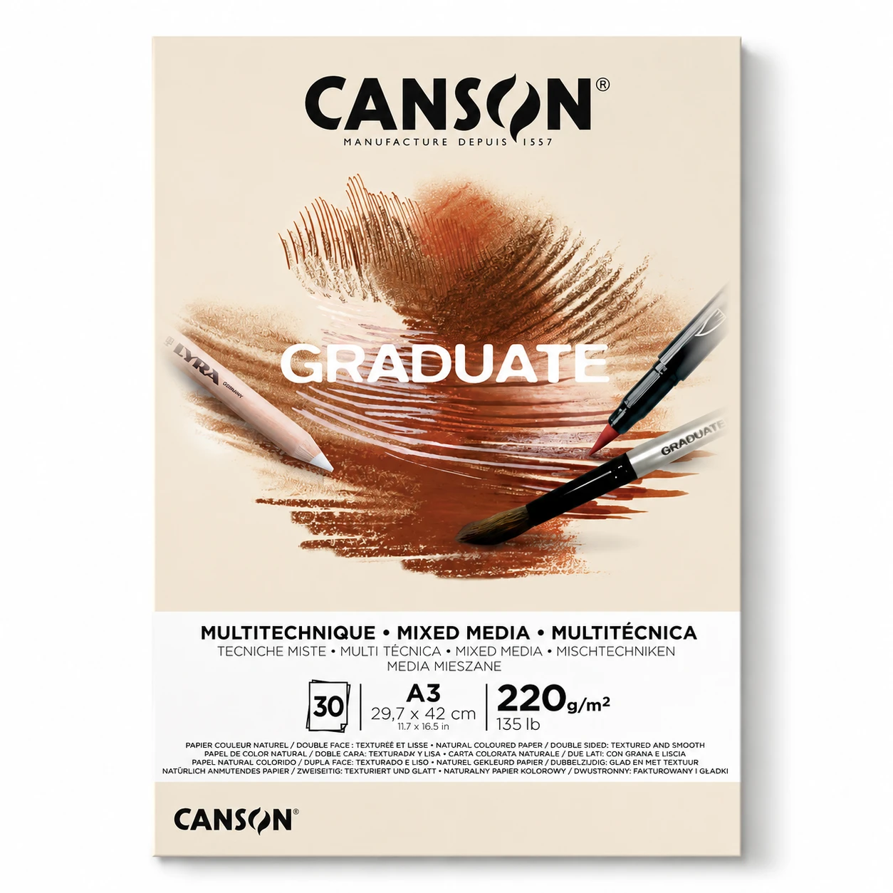 Canson Graduate yellow ochre mixed media pad A3 size 29.7x42cm