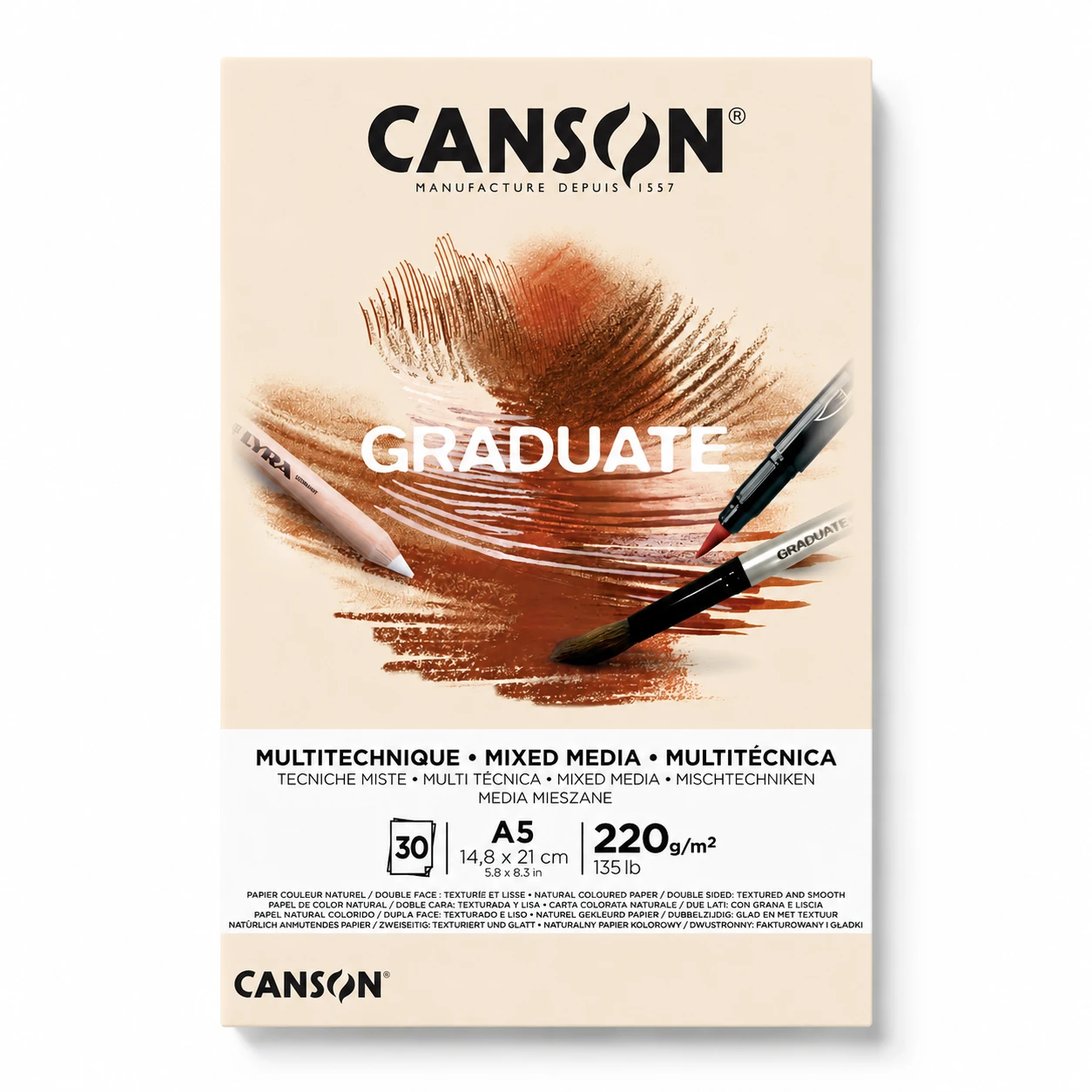 Canson Graduate yellow ochre mixed media pad A5 size 14.8x21cm