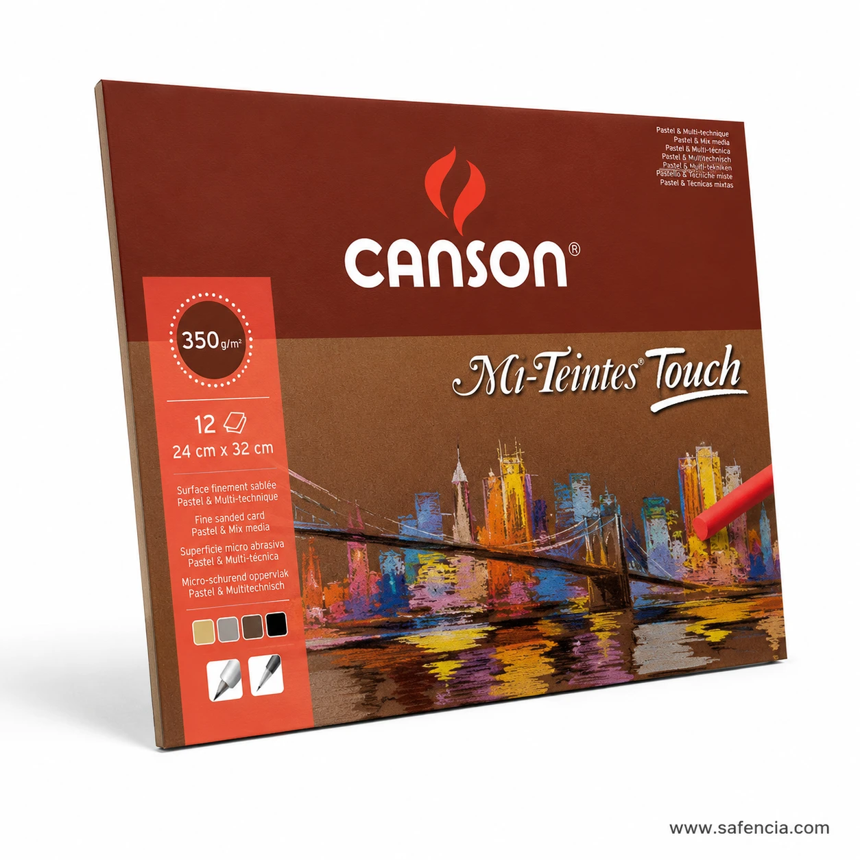 Canson Mi-Teintes Touch 350gsm pastel pad perspective view with artwork