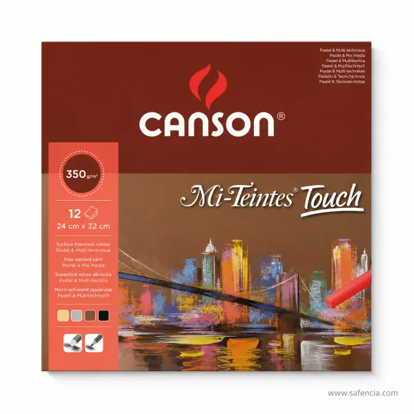 Canson Mi-Teintes Touch Sanded Pastel Drawing Pad 350gsm 12 Sheets