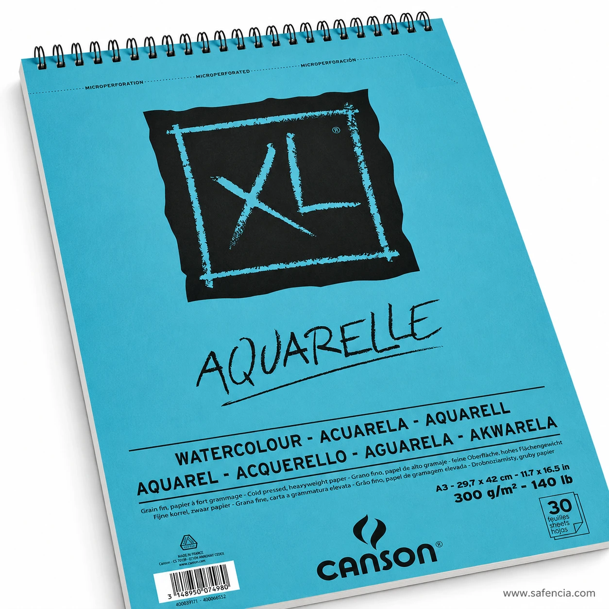 Overhead perspective of Canson XL Aquarelle watercolor spiral pad