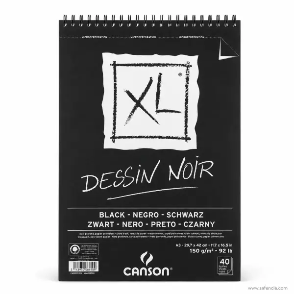 Canson XL Dessin Noir Deep Black Paper Sketch Pad 150gsm 40 Sheets