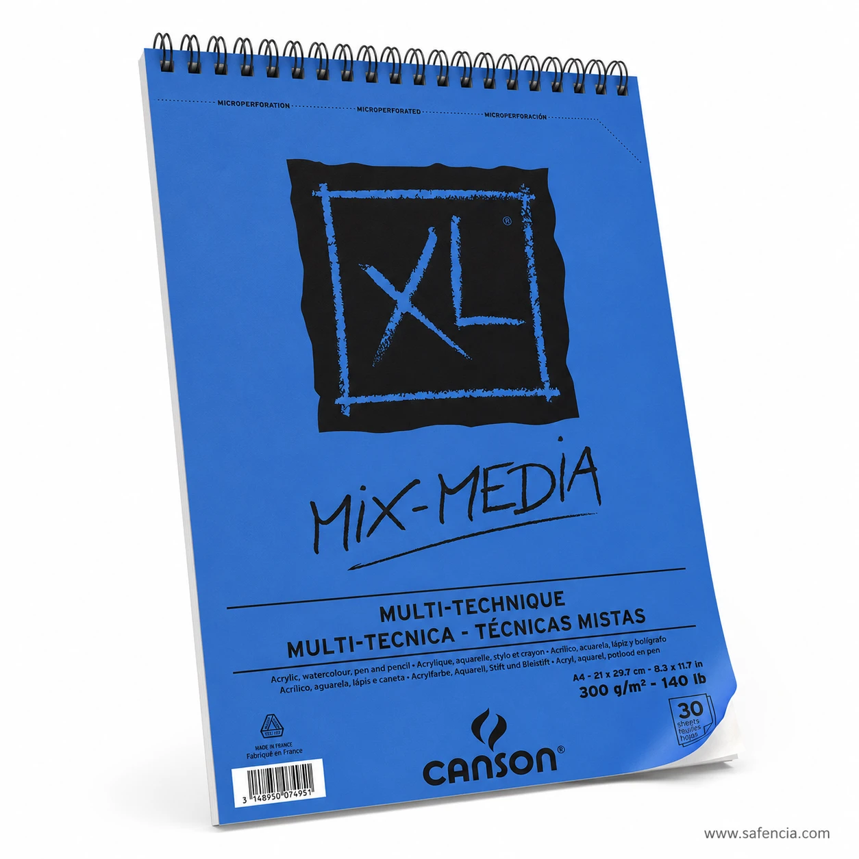 Perspective view of Canson XL Mix Media spiral drawing pad