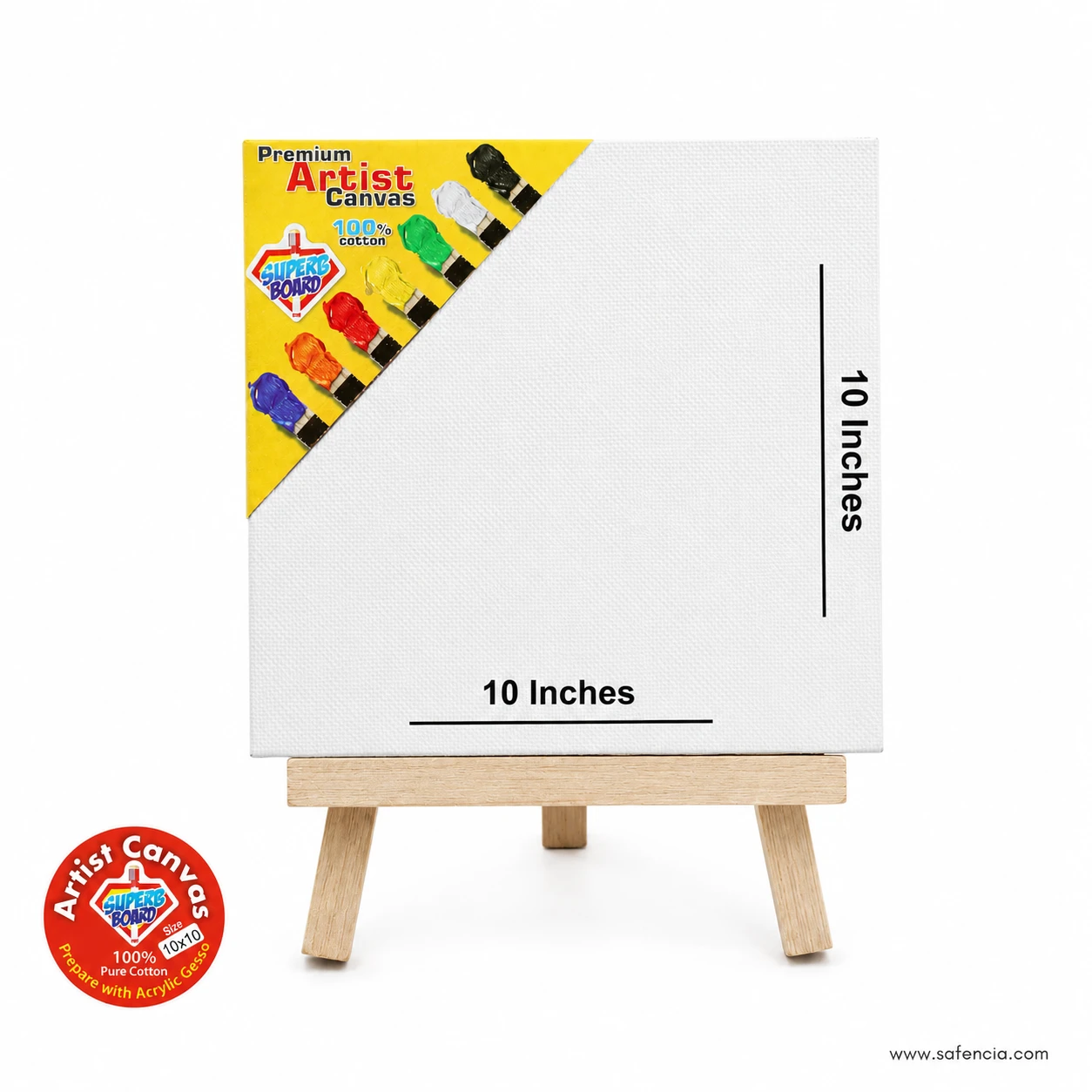 Artist canvas board panel 10x10 inch with wooden easel stand in Pakistan