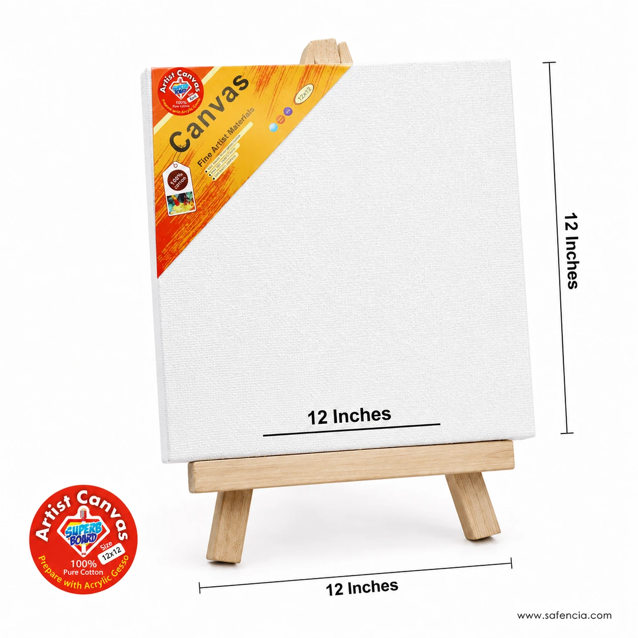 Artist canvas board panel 12x12 inch with wooden easel stand in Pakistan