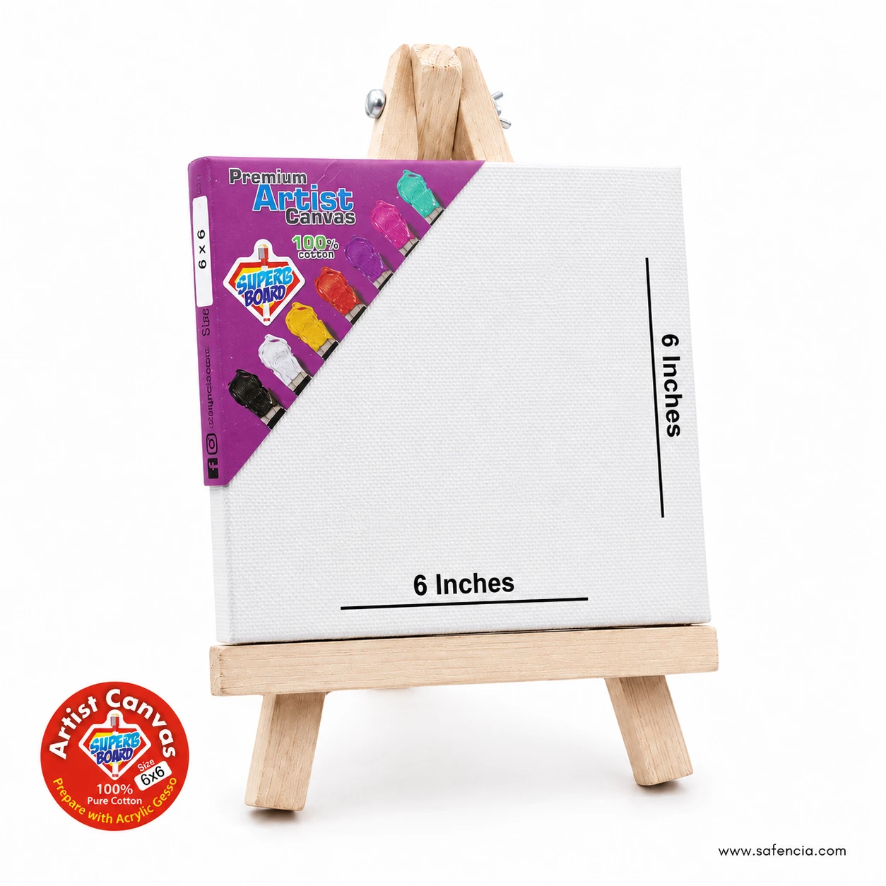 Artist canvas board panel 6x6 inch with wooden easel stand in Pakistan