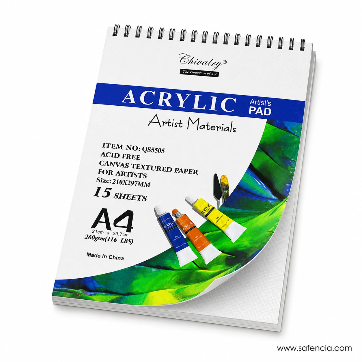 Chivalry artist acrylic pad open page showing linen grain paper surface