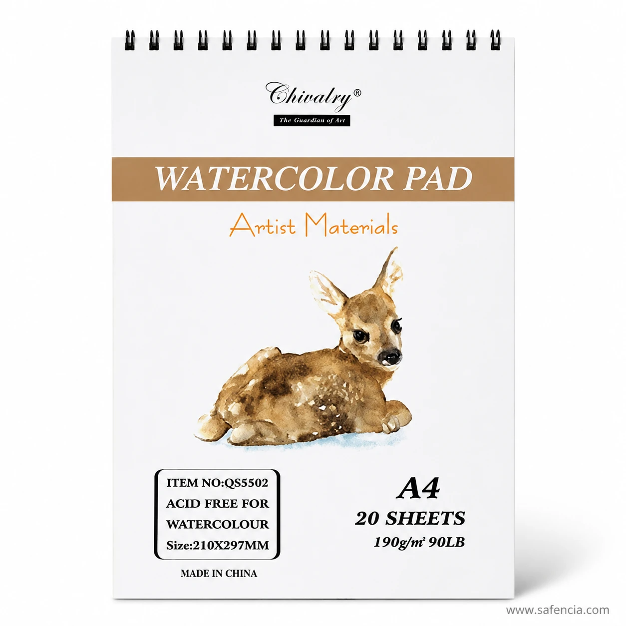 Chivalry A4 watercolor paper pad with twin wire spiral binding and cold pressed sheets