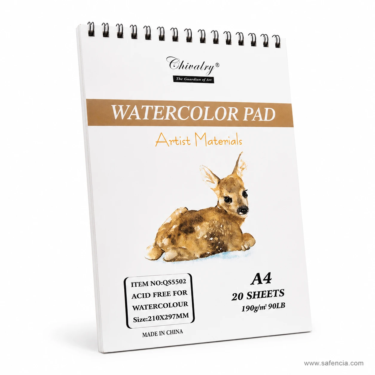 Chivalry 190gsm watercolor sketchpad standing upright on artist studio desk