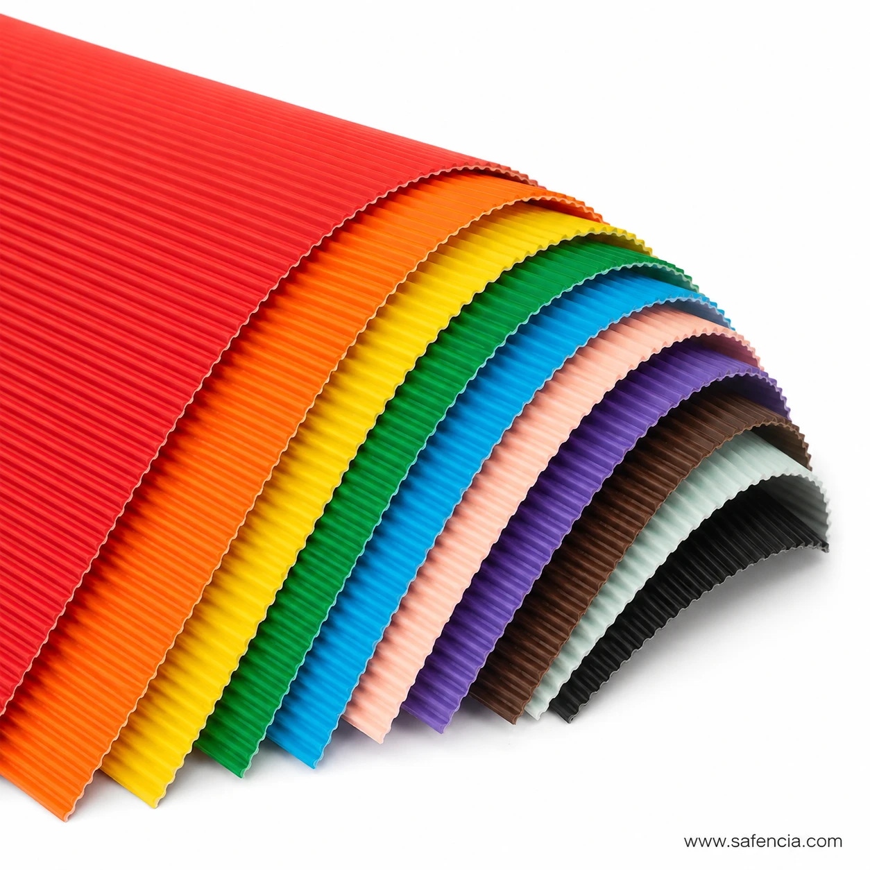 Curved layered arch detail of textured corrugated craft sheets