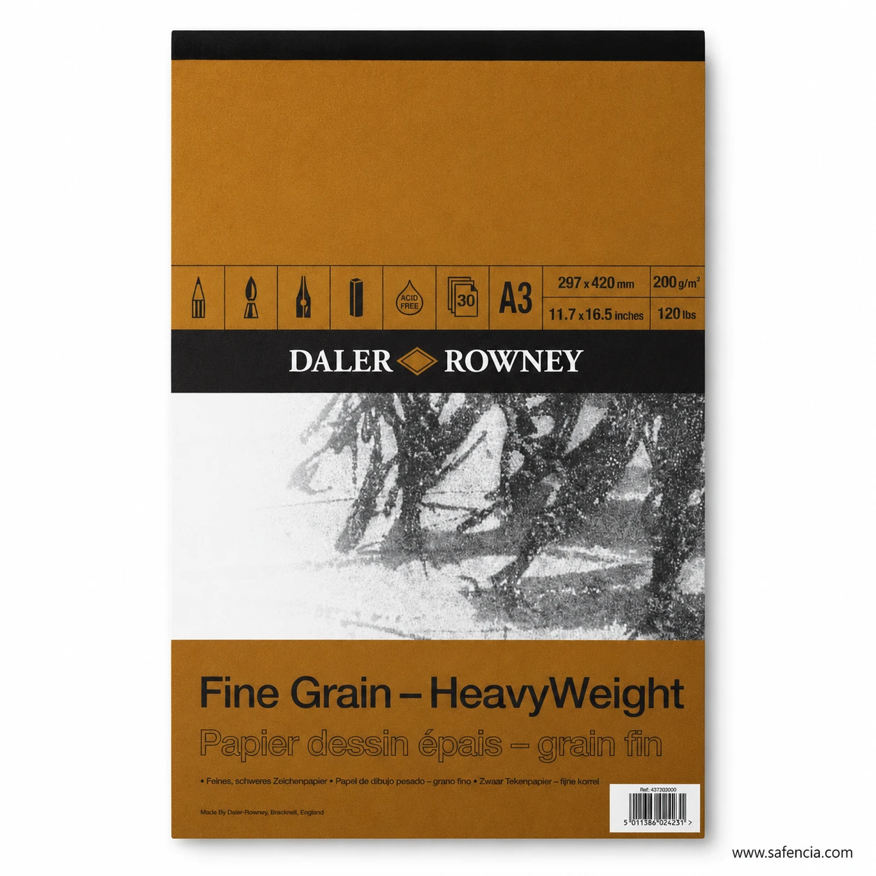 Daler Rowney fine grain heavyweight drawing pad A3 size 200gsm 30 sheets
