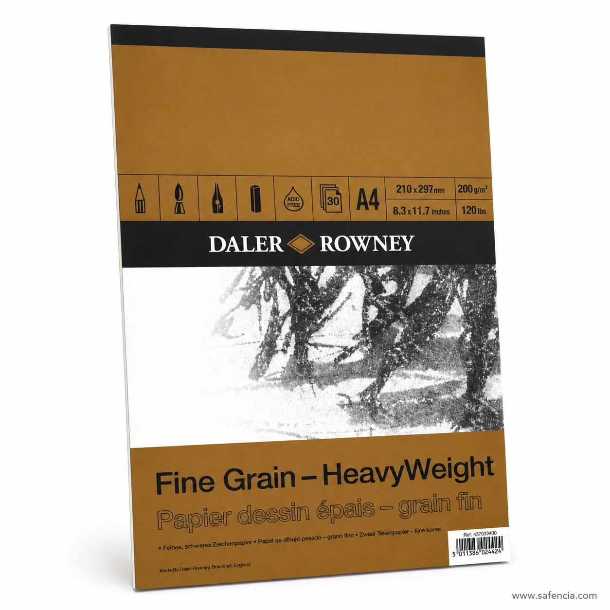 Daler Rowney fine grain heavyweight drawing pad A4 size 200gsm 30 sheets standing