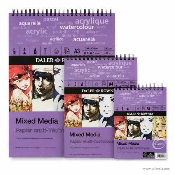 Daler-Rowney Optima Mixed Media Spiral Pad 250gsm (30 Sheets)