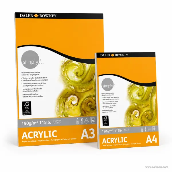 Daler-Rowney Simply Acrylic Paper Pad 190gsm (16 Sheets)