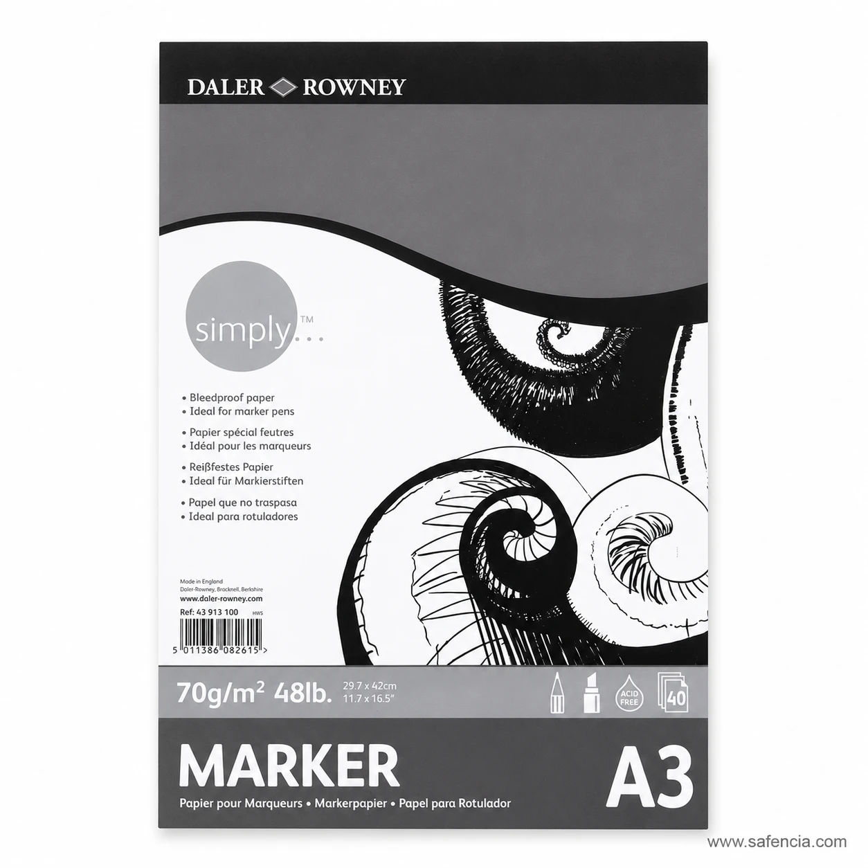 Daler Rowney Simply bleedproof marker paper pad A3 size 70gsm 40 sheets