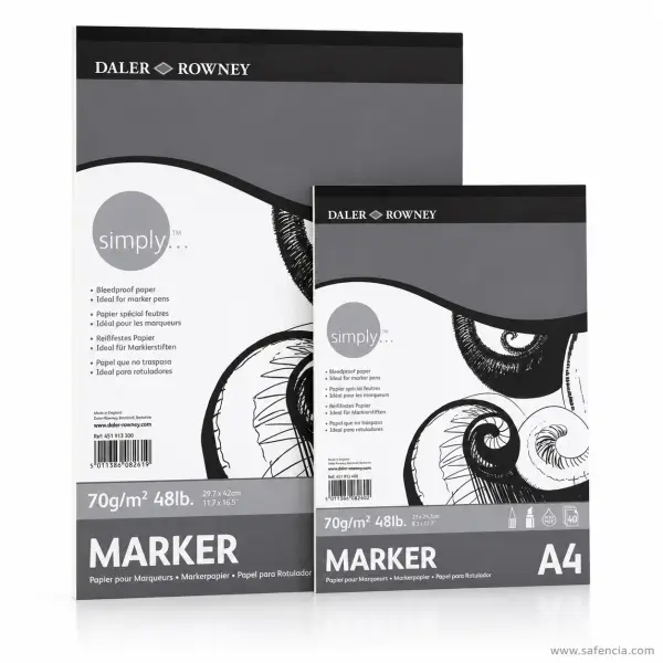 Daler-Rowney Simply Bleedproof Marker Paper Pad 70gsm (40 Sheets)