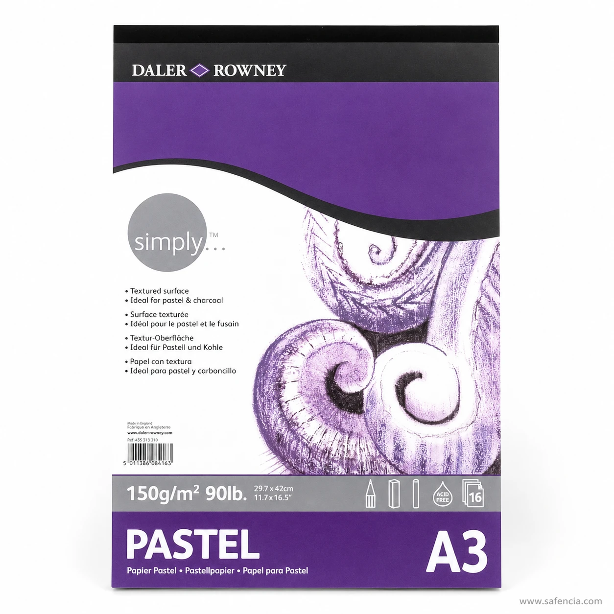 Daler Rowney Simply textured pastel paper pad A3 size 150gsm 16 sheets