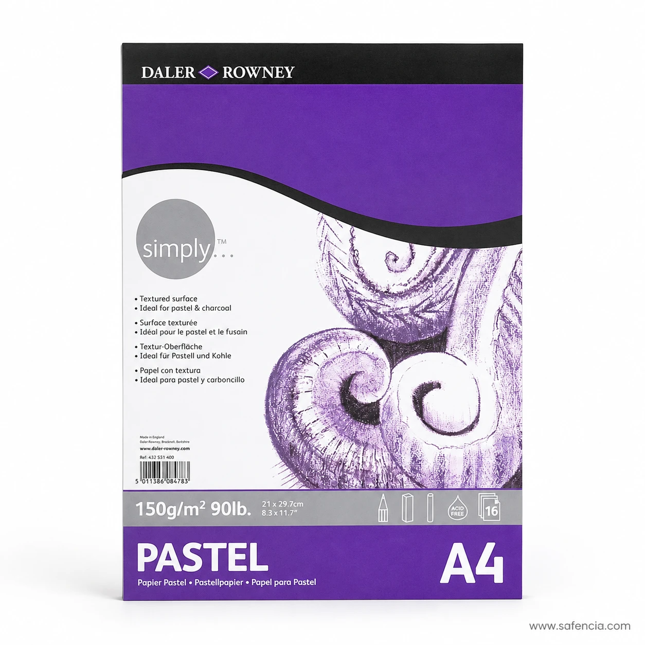 Daler Rowney Simply textured pastel paper pad A4 size 150gsm 16 sheets standing